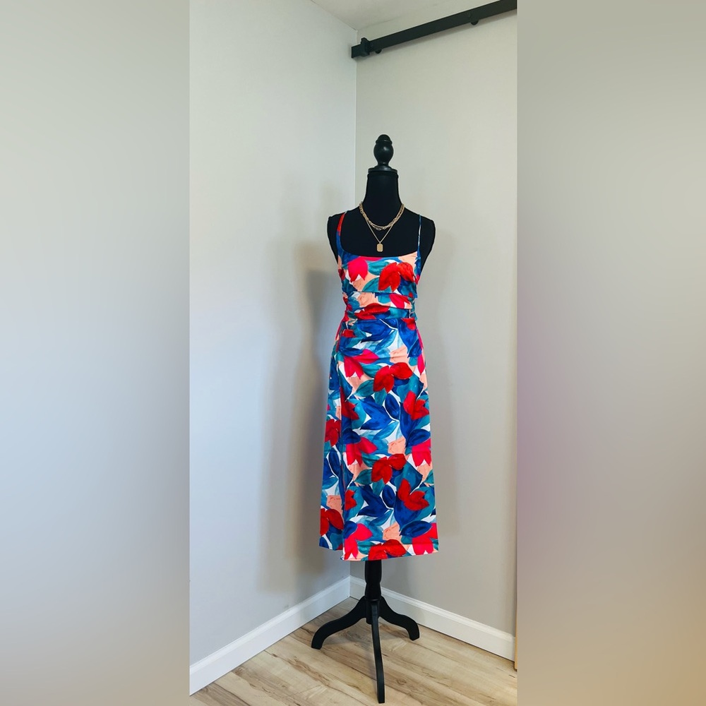 For Love And Lemons Blue Red Spaghetti Strap Sundress